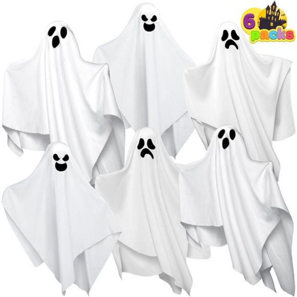 6 Pcs Halloween Decorations Outdoor Hanging Ghost, 19.6” White Flying Ghost